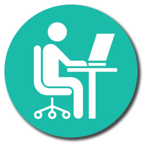Simple image depicting a person working on a computer at a desk