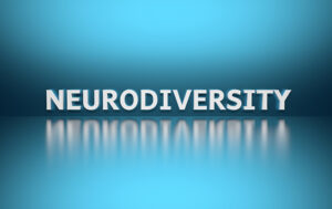 Word Neurodiversity on blue background
